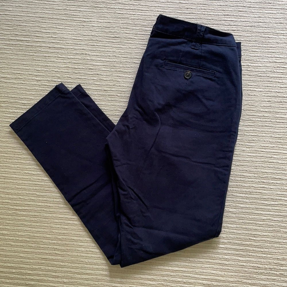 Mango slight tapered navy ankle khakis